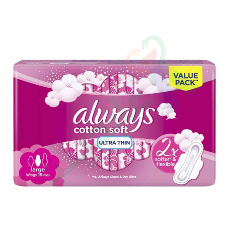 ALWAYS ULTRA THIN LONG COTTON WINGS 16 PAD