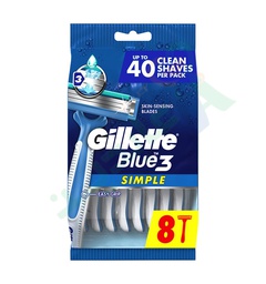 [95135] GILLETTE BLUE 3 SIMPLE 8Piece