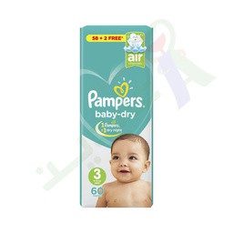 [94136] PAMPERS BABY DRY SIZE (3) MIDI 60pieces
