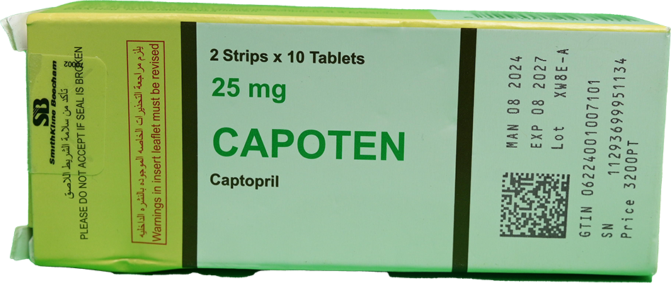 CAPOTEN 25 MG 20 TABLET