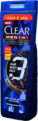 CLEAR MEN 3 IN 1 SHAMPOO 180 ML OFFER 7 LE