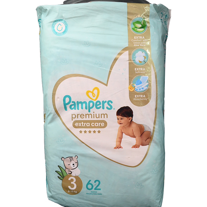 PAMPERS PREMIUM EXTRA CARE SIZE (3) 62 PCS