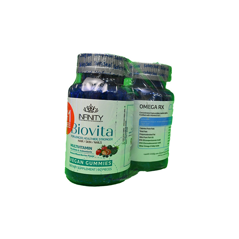 INFINITY BIOVITA MG 60 GUMMIES+OMEGA RX 60 PIECES 1 BOX