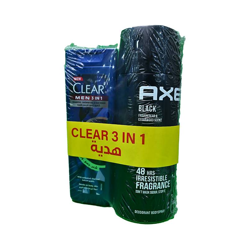 AXE BLACK SPRAY 150ML+CLEAR 90ML SHAM SP.OFFER 1 BOX