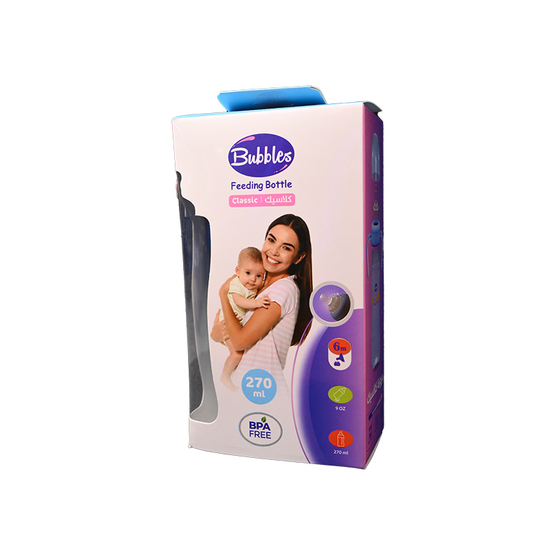 BUbbLES FEEDING BOTTLE CLASSIC WITHHAND 270ML(لبني 1 BOX