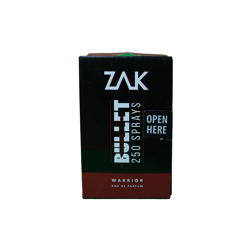 ZAK BULLET WARRIOR EAU DE PARFUM 250 SPRAYS 25ML 1 BOX